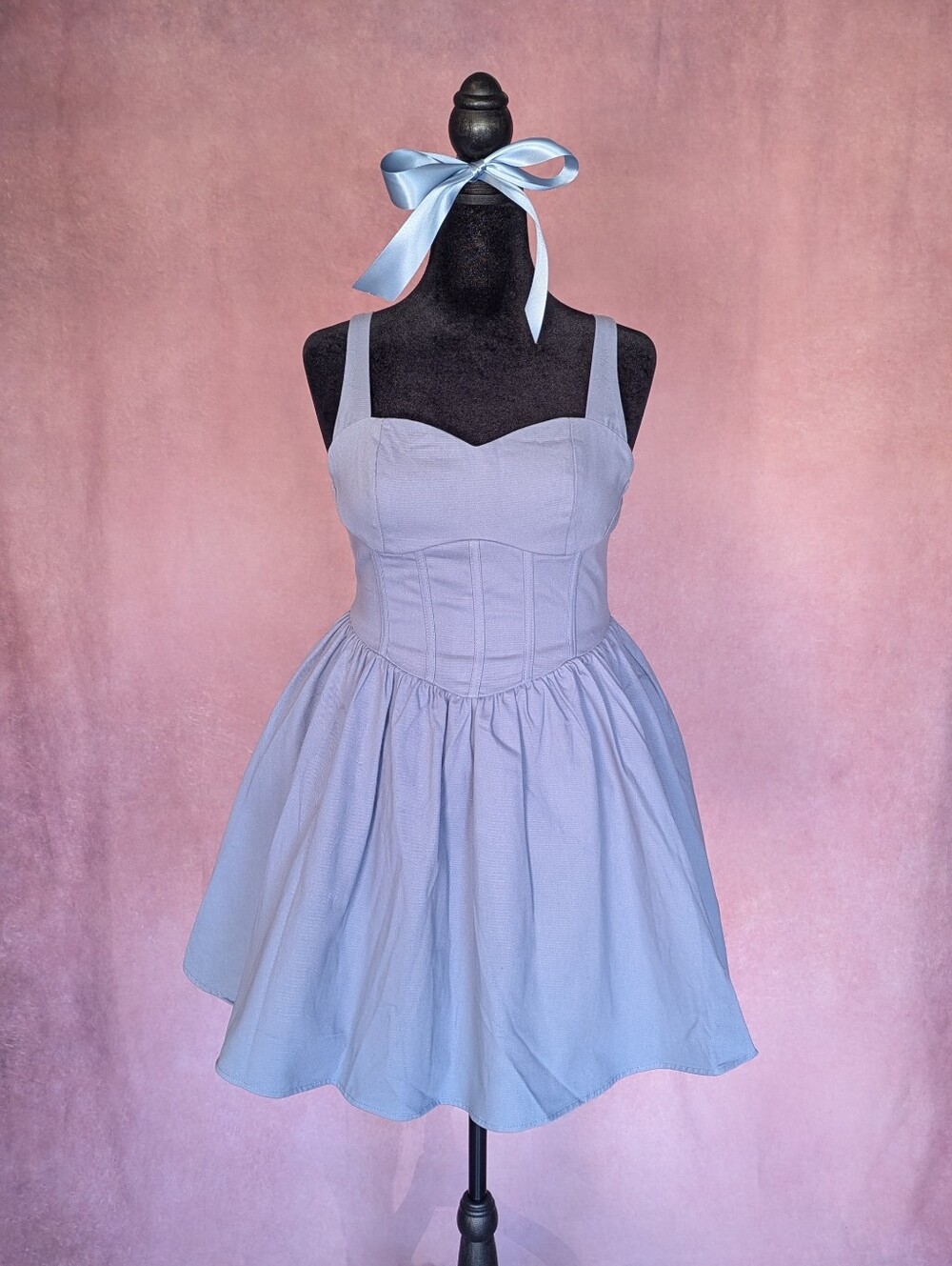 SHEIN Chic Blue Sleeveless Fit and Flare Dress